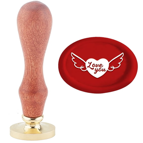 Valentine's Day Wax Seal Stamp Love You Sealing Wax Stamps Wings 2030mm Removable Brass Head Sealing Stamp with Wooden Handle for Card Invitations Gift Wrap Scrapbooking for DIY