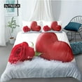 thumbnail image 1 of Valentine's Day Wedding Flower Bedding Set 23 Pcs Luxurious Rose Heart Love Twin King Polyester Duv, 1 of 5