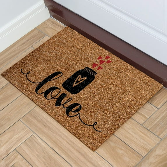 Valentine's Day-Welcome-Doormat for Spring-Outdoor - Red-Heart-Love Coir-Front-Door-Mat with Non- for Wdding Home Decor(15.7x23.6 inche)