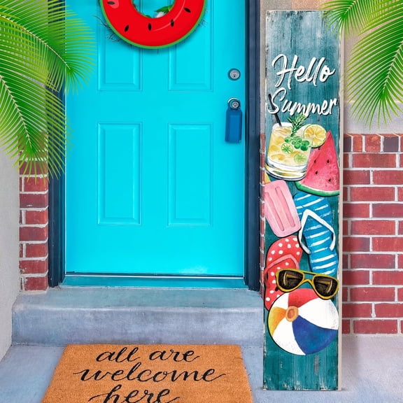 Valentine's Day Welcome Porch Sign for Front Standing Wooden Vertical Porch Sign Rustic Valentines Day Front Decor for Farmhouse Door Decoration, 47" H