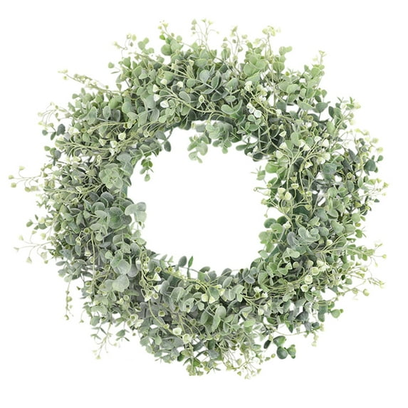 Valentine's Day White Gypsophila Wreath, Ongmies Valentine's Day White Wreath Artificial Front Door Decoration Home Indoor Outdoor Decor Baby's Breath Wreath Hanging Garland for Weddings, Green