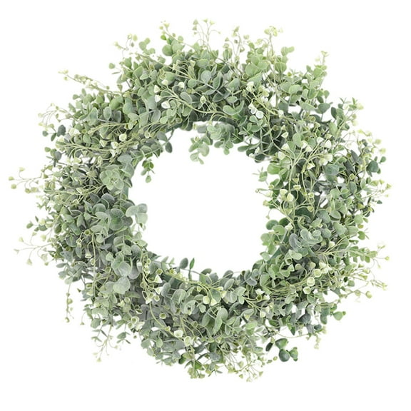Valentine's Day White Gypsophila Wreath, Ongmies Valentine's Day White Wreath Artificial Front Door Decoration Home Indoor Outdoor Decor Baby's Breath Wreath Hanging Garland for Weddings, Green
