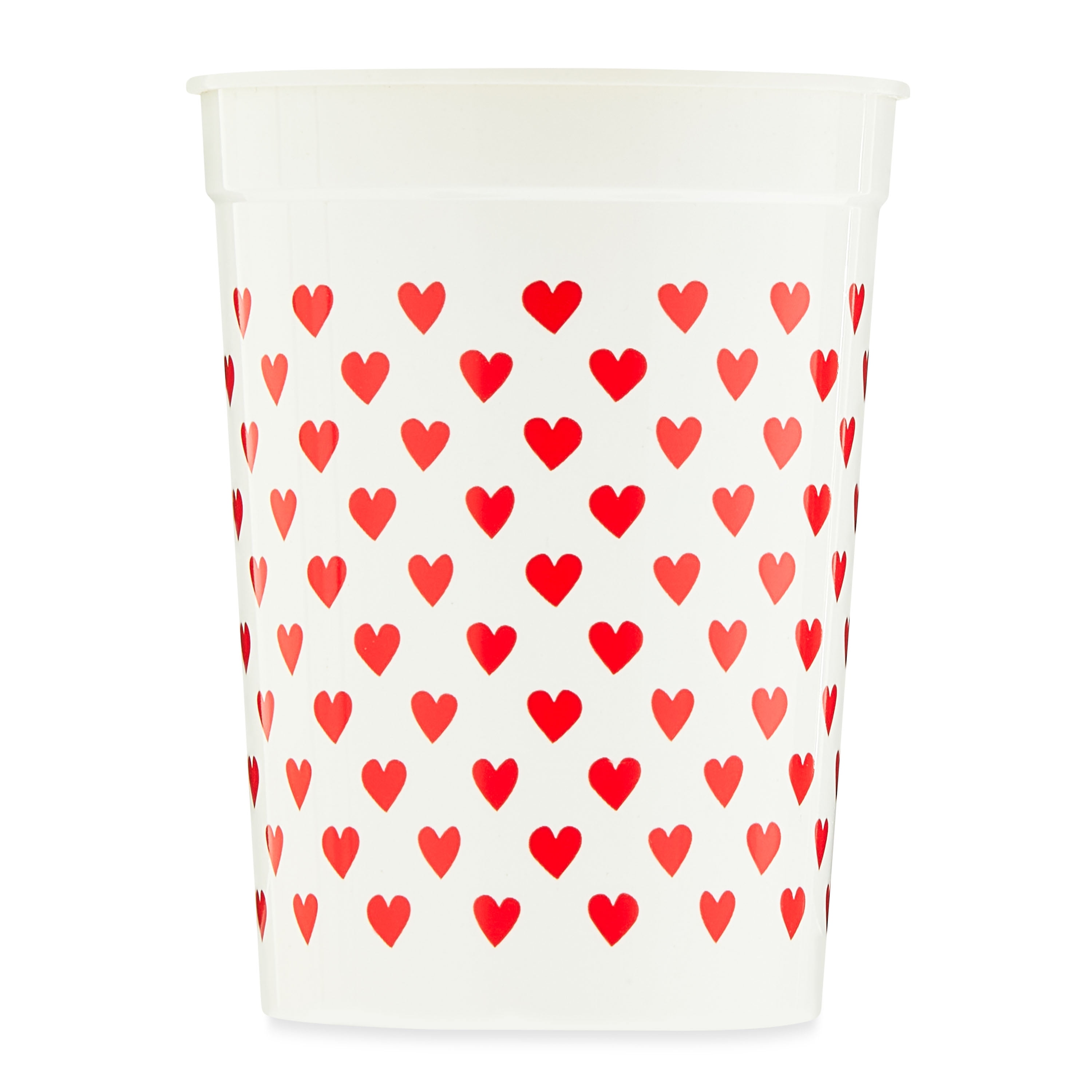 Valentine's Day White & Red Hearts Plastic Cups, 4 Count, by Way