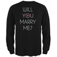 thumbnail image 1 of Valentine's Day Will You Marry Me? Black Adult Long Sleeve T-Shirt - Large, 1 of 1