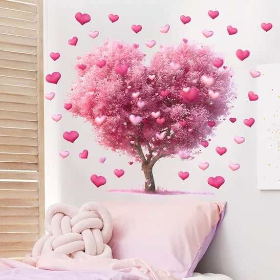 Valentine's Day Window Clings Red Heart Stickers Decorations Reusable Hearts Shaped Double Sided Wall Door Decal for Wedding Anniversary Home Party Classroom Office Decoration