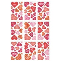 Valentine's Day Window Clings Set Conversation Heart Window Stickers Love Decals Heart Window Decorations for Valentine's Day Home (Red Plaid Color)