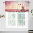 thumbnail image 1 of Valentine's Day Window Curtain Valance Romantic Heart Tree Eiffel Tower Sweet Love Rod Pocket Window Valance for Living Room Bathroom Bedroom Kitchen 54 by 18 in, 1 Panel, 1 of 6