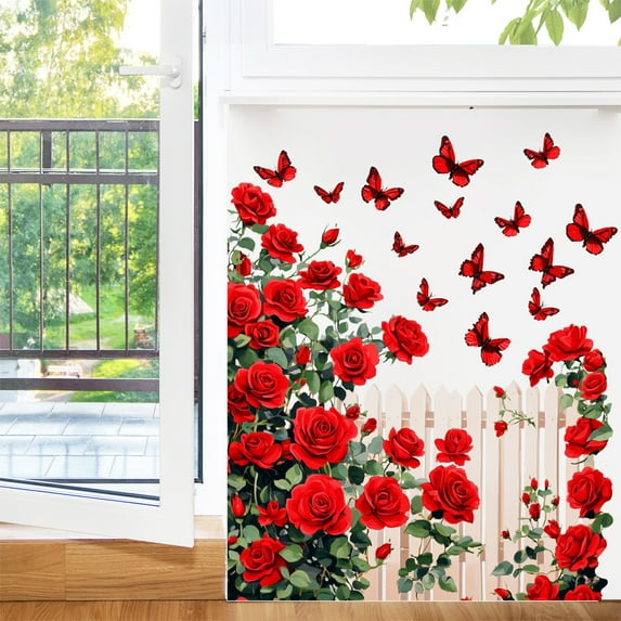 Valentine's Day Window Stickers Decals, Window Decals, Static Cling Window Sticker Non-Adhesive Love Heart Wall Decals for for Living Room Anniversary Party Home Decor(N5)