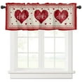 thumbnail image 1 of Valentine's Day Window Valances Curtain Kitchen Short Curtains, Romantic Love Heart Rod Pocket Valance Drapes Sweet Red and White Decorative Window Treatment for Bedroom Living Room Bathroom,54x18", 1 of 6