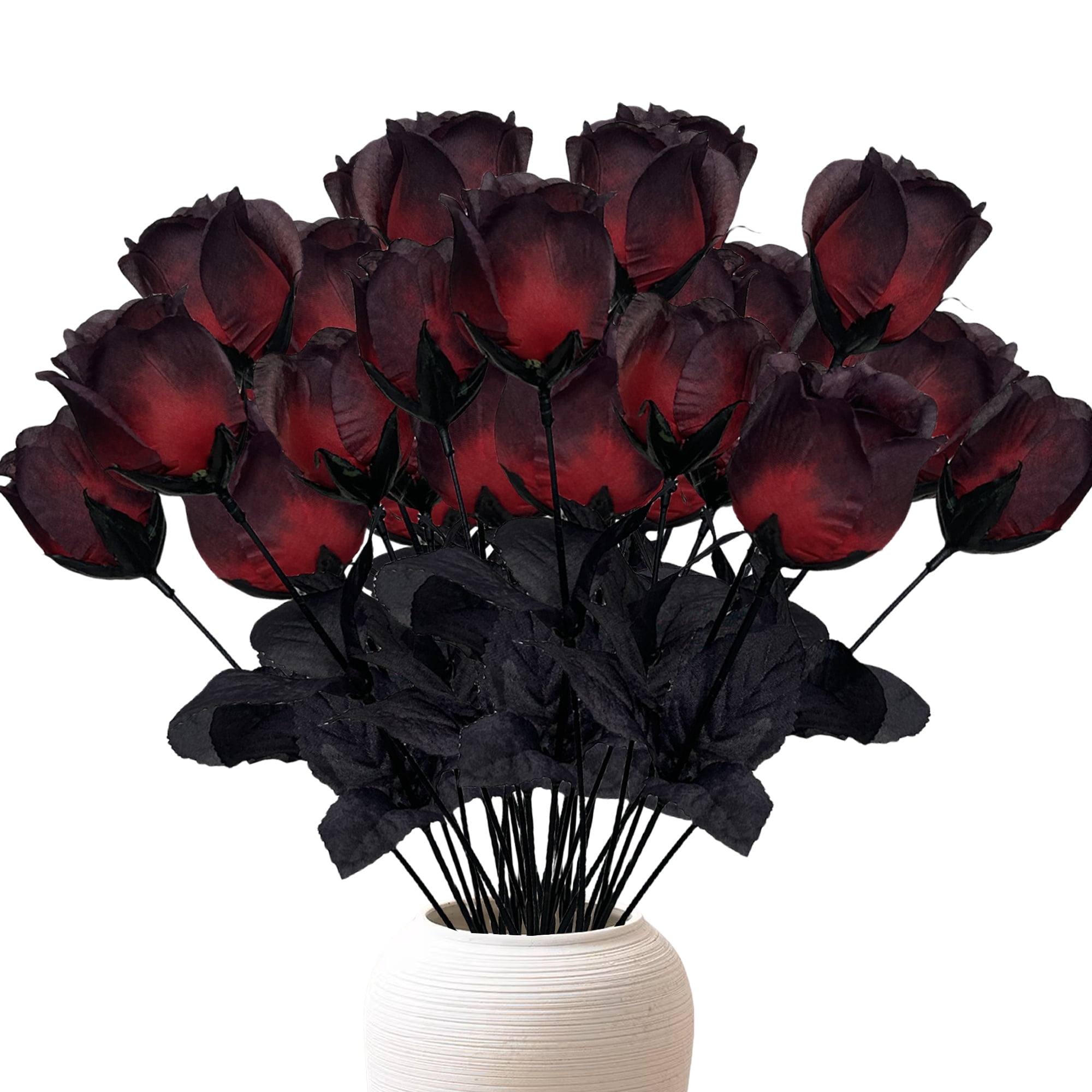 Fake Gothic Roses Valentine's Day Wine Red Artificial Roses Bouquet Vintage Silk Fake ...