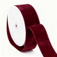 thumbnail image 1 of Valentine's Day Wine Red Velvet Ribbon - 1, 2 Inch Width - Classic Elegant Flocked Ribbon for Gift Wrapping, Crafts, and Decorations, 1 of 4