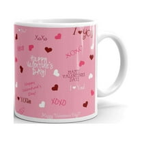 Valentine's Day Wishes Pattern Coffee Tea Ceramic Mug Office Work Cup Gift 11 oz