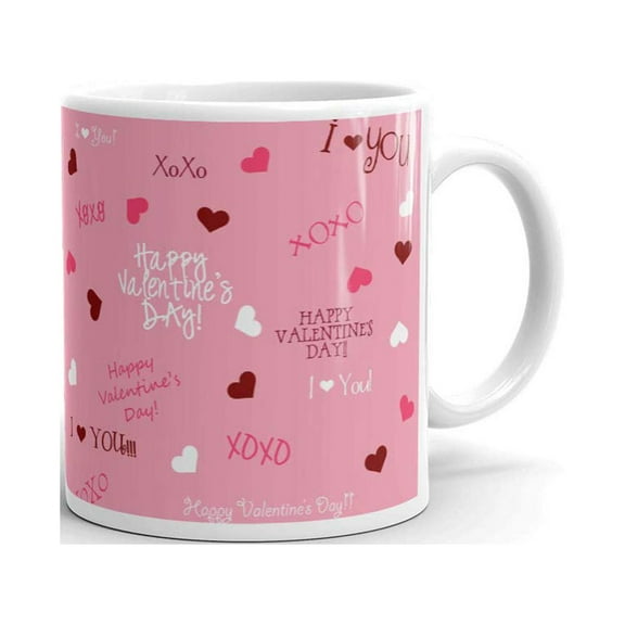 Valentine's Day Wishes Pattern Coffee Tea Ceramic Mug Office Work Cup Gift 11 oz