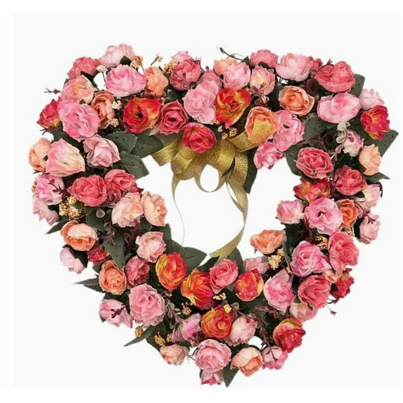 Valentine's Day With Heart Shaped Roses In Color Entrance Hall Wreath