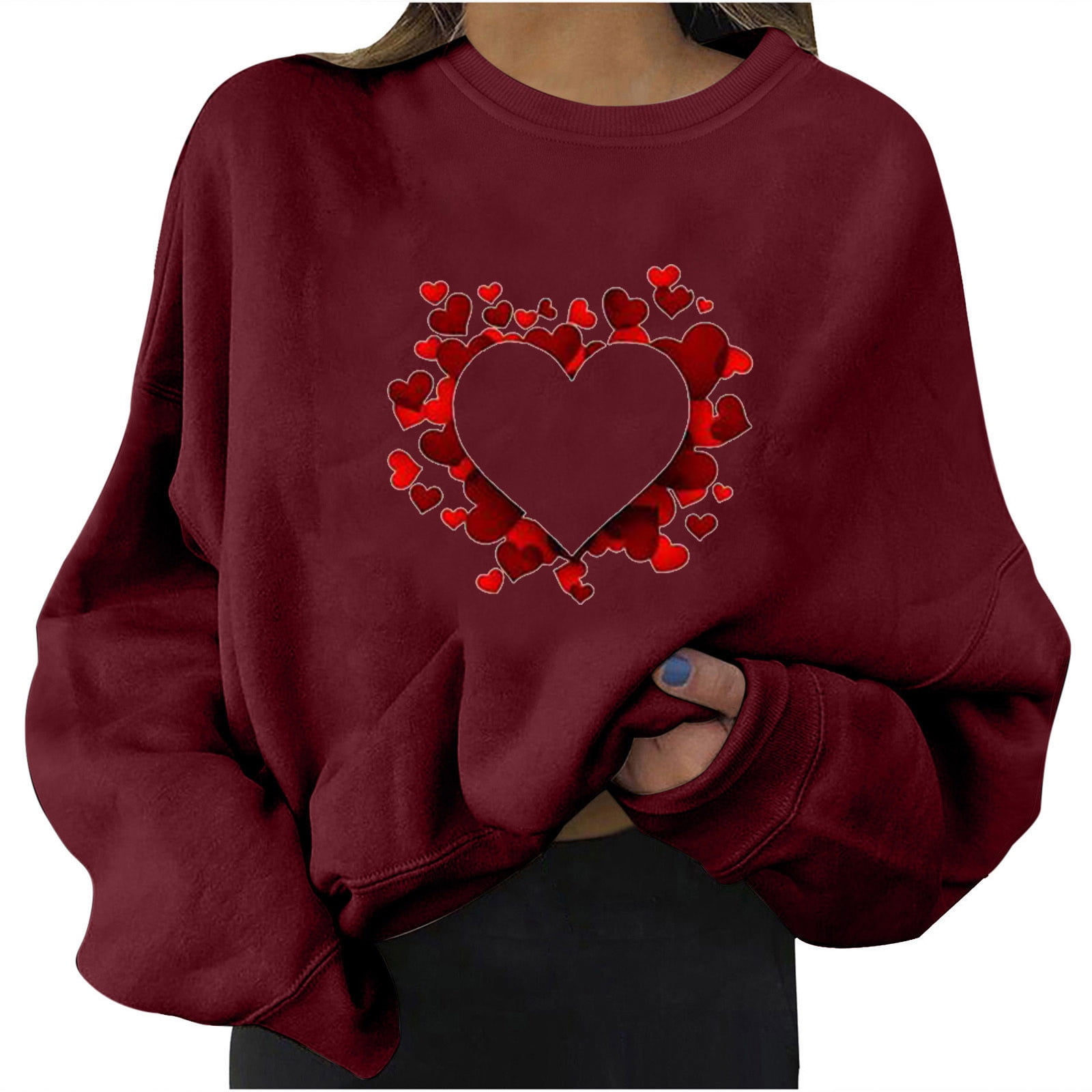Valentines Day Sweatshirt Women Women's Fashion Printed Loose T