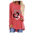 thumbnail image 1 of Valentine's Day Women Fashion Casual Print Crewnrck Loose Long Sleeve T-Shirt Top Blouse Pullover, 1 of 6