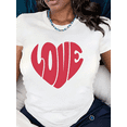 thumbnail image 1 of Valentine’s Day Women Heart Pattern T-Shirt, Classic Casual Shirt, 1 of 8