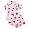 thumbnail image 1 of Valentine's Day Women's 2 Piece Pajamas Set Short Sleeve Button Down Shirt and Shorts Cute Print Sleepwear Pjs Sets S-XXL, 1 of 9