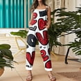 thumbnail image 1 of Valentine's Day Women's Overalls Cute Pink Heart Print Wide Leg Jumpsuit Casual Spring Summer Outfits Valentine Adjustable Straps Overalls Pants, 1 of 5