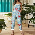 thumbnail image 1 of Valentine's Day Womens Overalls Cute Heart Pattern Printed Wide Leg Rompers Valentine Adjustable Straps Overalls Pants, 1 of 4