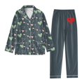 thumbnail image 1 of Valentine's Day Womens Pajama Set Pink Heart Printed Button Up Pajama Set Long Sleeve Shirt and Pajama Pants Lounge Sets, 1 of 3