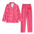 thumbnail image 1 of Valentine's Day Womens Pajama Set Pink Heart Printed Button Up Pajama Set Long Sleeve Shirt and Pajama Pants Lounge Sets, 1 of 3