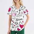 thumbnail image 1 of Valentine's Day Womens Scrub Top V Neck Cute Heart Printed Scrub Tops Valentine's Day Scrubs Tops Working Nurse Uniforms with Pockets, 1 of 4