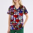 thumbnail image 1 of Valentine's Day Womens Scrub Top V Neck Cute Heart Printed Scrub Tops Valentine's Day Scrubs Tops Working Nurse Uniforms with Pockets, 1 of 4