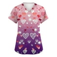 thumbnail image 1 of Valentine's Day Womens Scrub Top V Neck Short Sleeve Tops Cute Heart Printed Plus Size Nursing Uniforms Valentine's Day Cartoon Pattern Scrub Tops with Pockets, 1 of 5
