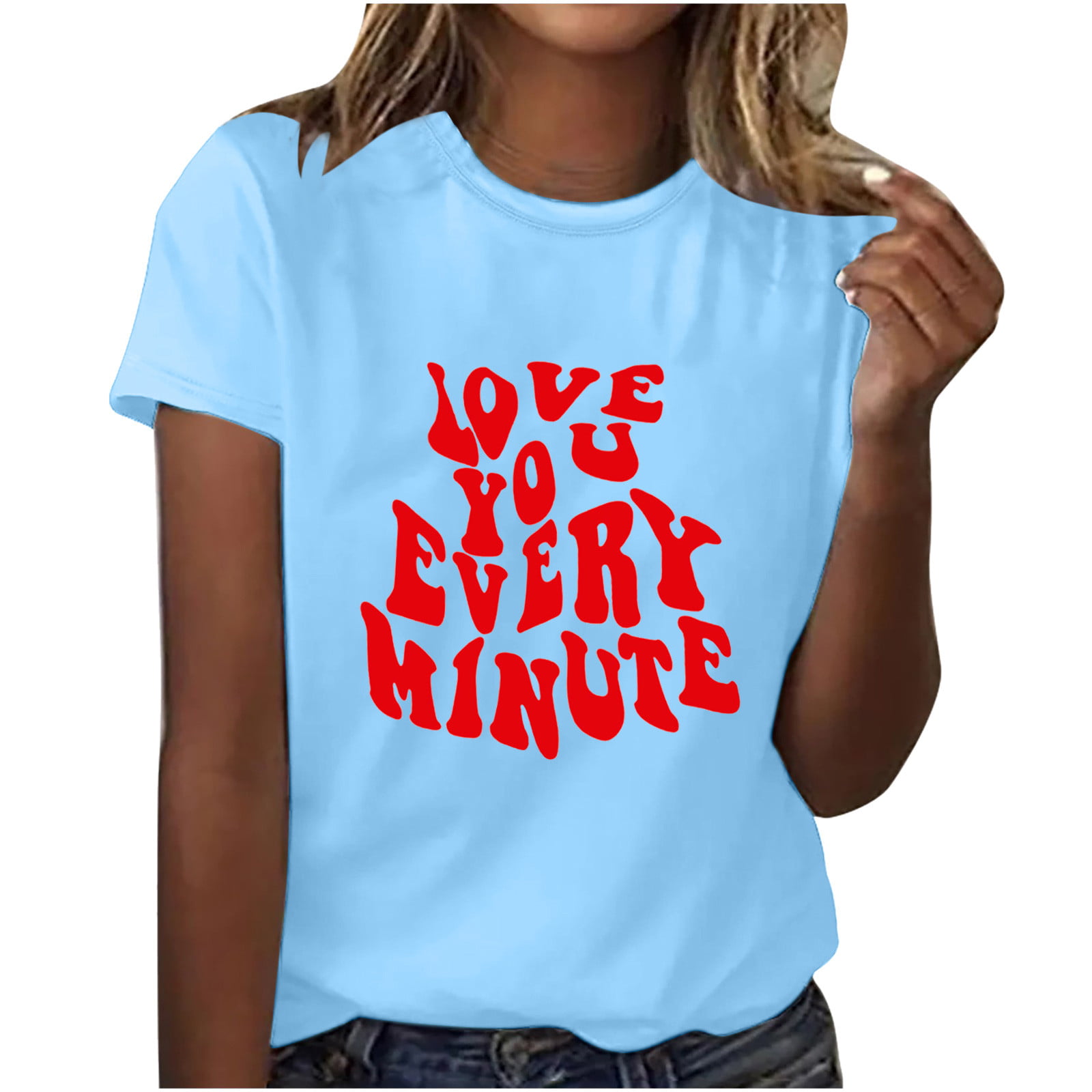 Valentine's Day Womens Trendy Oversized T Shirts Love You Every