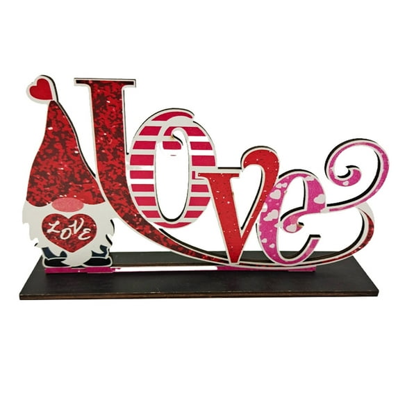 Valentine's Day Wood Sign Decorations, Romantic Valentine Tabletop Decor, Valentine Table Centerpiece Decorations, Valentine Day Gnome Heart XOXO Wooden Block Decor