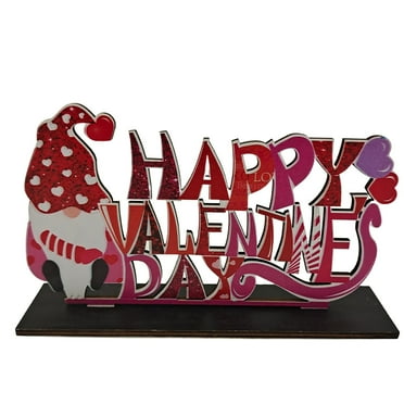 Valentine's Day Wood Sign Decorations, Romantic Valentine Tabletop Decor, Valentine Table Centerpiece Decorations, Valentine Day Gnome Heart XOXO Wooden Block Decor