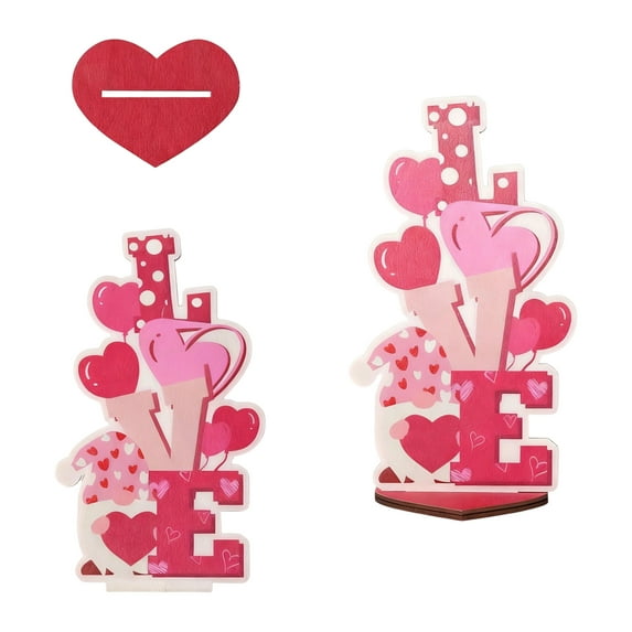 Valentine's Day Wooden Heart Ornament, LOVE Letter Sign for Wedding Party Table Decor, Wooden Rose Centerpiece, Romantic Home Decoration, Gift for Anniversaries