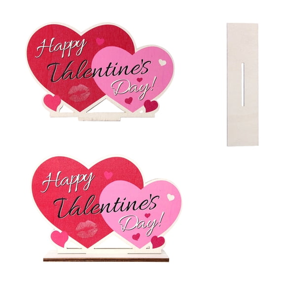 Valentine's Day Wooden Heart Ornament, LOVE Letter Sign for Wedding Party Table Decor, Wooden Rose Centerpiece, Romantic Home Decoration, Gift for Anniversaries