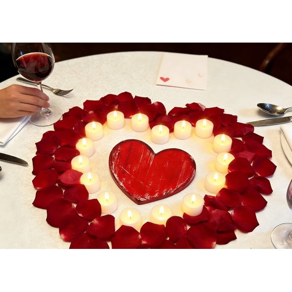 Valentine's Day Wooden Heart Table Decor - Rustic Heart-Shaped Tabletop Center Decoration, Farmhouse Layered Tray Decor, Romantic Home Dining Table Accent Character Count, 1pc