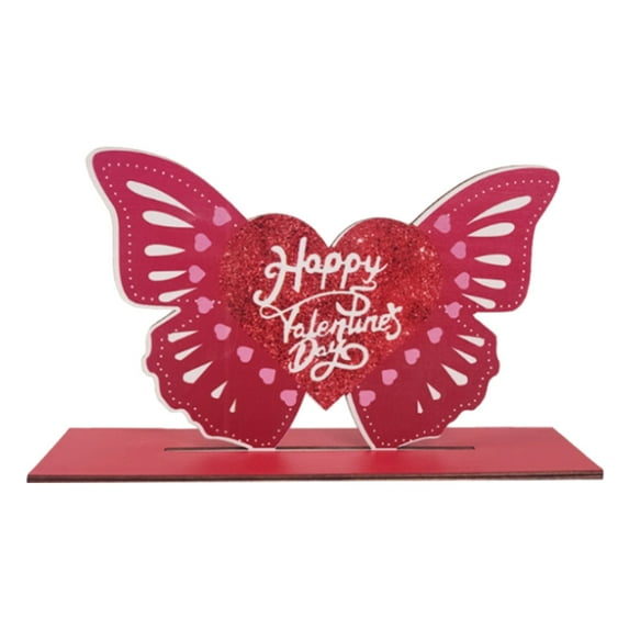 Valentine's Day Wooden Table Sign Decoration Freestanding Table Centerpiece Sign Romantic Love Heart Shape Home Decor Tiered Tray Wood Valentines Day Accessories