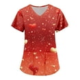 thumbnail image 1 of Valentines Day Women's Nurse Uniforms Summer Love Heart Printed V-Neck Breathable T-Shirts Short Sleeve Professionals Soft Stretch Scrub Tops with Pockets  5X-Large, 1 of 3