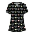 thumbnail image 1 of Valentine's Day Working Uniform for Women Love Heart Printed V Neck Breathable Workwear Shirt Short Sleeve Professionals Soft Stretch Scrub Tops with Pockets (Dark gray), 1 of 3