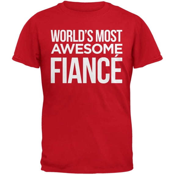 Valentine's Day World's Most Awesome Fiancé Red Mens T-Shirt - Small