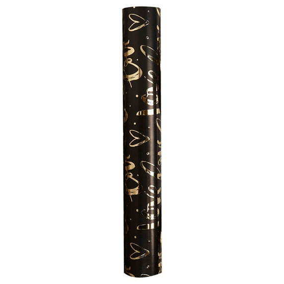 Valentine's Day Wrapping Paper Roll - Gold Foil Embossed Love Heart Design, Large Size 10 ft x17" for Gift Bags, Wedding, Party, Valentine Decorations