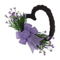 thumbnail image 1 of Valentine's Day Wreath 14" Heart Shaped Wreath with Purple Bow Handmade Valentine's Day Decorations for Anniversary Wedding Party Gift Home Wall Window Front Door Decor, 1 of 5