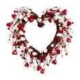 thumbnail image 1 of Valentine's Day Wreath for Front Door 14 Inches Valentines Heart Shaped Forsythia Flower Wreath with Artificial Red Pink Berries Small Red Hearts for Home Indoor Anniversary Party, 1 of 6
