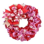 Valentines Day Wreath, Linen Heart Wreath, Door Decoration Hanging, Ideal for Weddings, Home Decor, Holiday Celebrations, Parties, and Valentines Gifts
