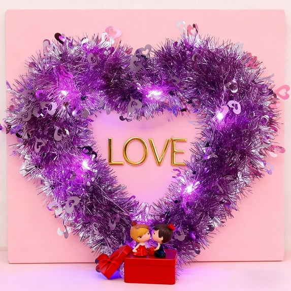 Valentine's Day Wreath Valentines Day Outdoor Decorations Valentine's Wreath with Light Valentine's Day Wreaths Valentine Heart Wreath