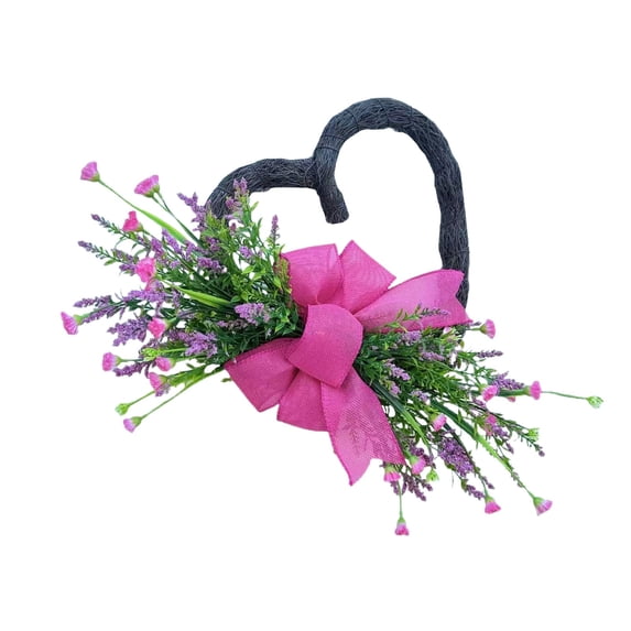 Valentine's Day Wreath for Door, SSNTSY Rattan Vine Wreath, Heart Shaped Simulation Flower Hanging Decoration for Window Farmhouse Porch