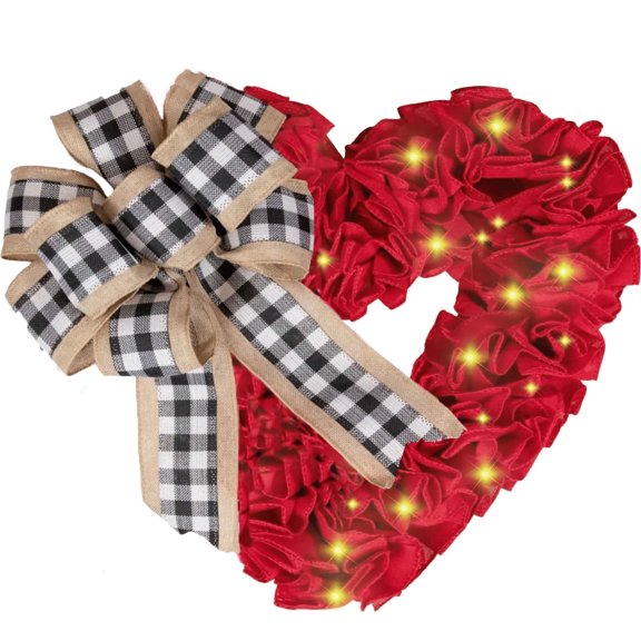 Valentine's Day Wreaths for Front Door Outside 17" Heart Shaped Wreath for Valentine Decor Outdoor Valentine's Day Wreath San Valentin Decoration