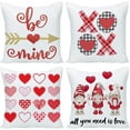 thumbnail image 1 of Valentine''s Day XOXO Buffalo Plaid 18x18 Decorative Pillow Covers All You Need Is Love Red Heart Throw Pillow Cases Set of 4 for Wedding Anniversary Valentine''s Gifts Sofa Bed Decor, 1 of 6
