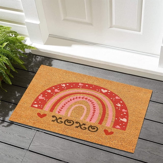 Valentine's Day XOXO Floor Doormat Resist Dirt Valentine's Rainbow