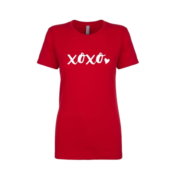 Valentine's Day XOXO Ladies Slim Fit Short Sleeve Holiday T-Shirt-Red-