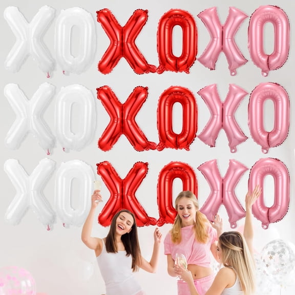 Valentines Day Xoxo Foil Balloons Banner Decorations for Anniversary Wedding Engagement Proposal Bachelorette Party Supply